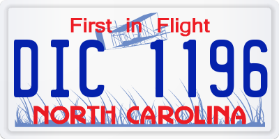 NC license plate DIC1196