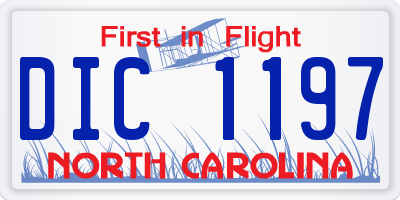NC license plate DIC1197
