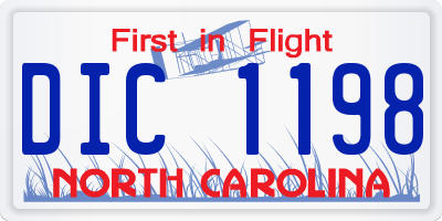 NC license plate DIC1198
