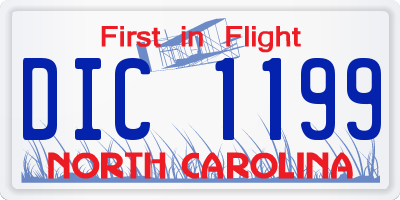 NC license plate DIC1199