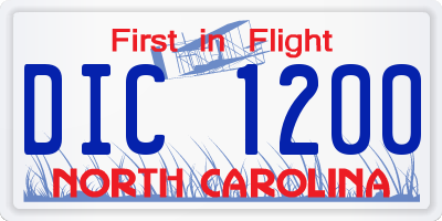 NC license plate DIC1200