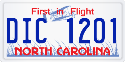 NC license plate DIC1201