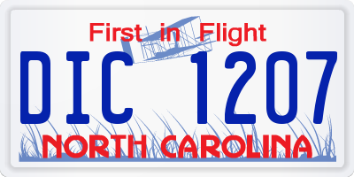 NC license plate DIC1207