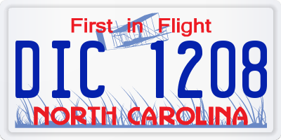 NC license plate DIC1208