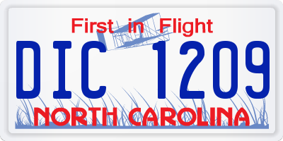 NC license plate DIC1209
