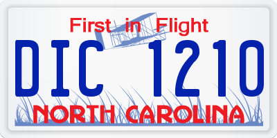 NC license plate DIC1210