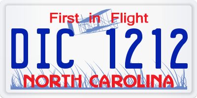 NC license plate DIC1212