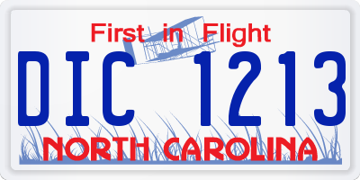 NC license plate DIC1213