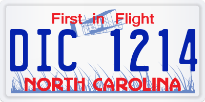 NC license plate DIC1214
