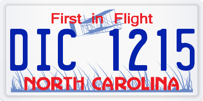 NC license plate DIC1215