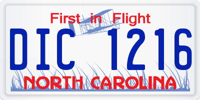NC license plate DIC1216