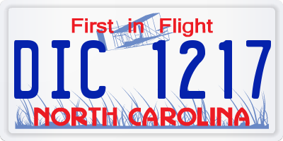 NC license plate DIC1217