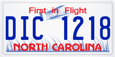 NC license plate DIC1218