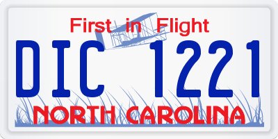 NC license plate DIC1221
