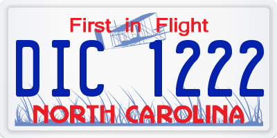 NC license plate DIC1222