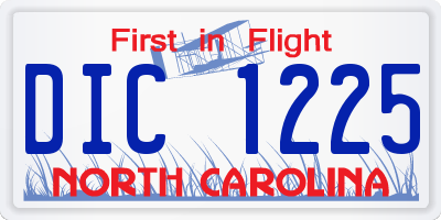 NC license plate DIC1225
