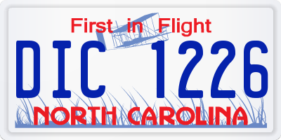NC license plate DIC1226