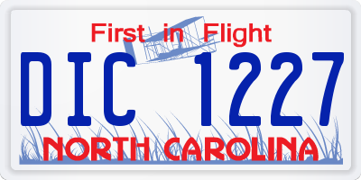 NC license plate DIC1227
