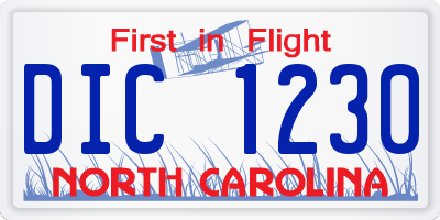 NC license plate DIC1230