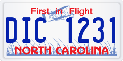 NC license plate DIC1231