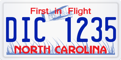 NC license plate DIC1235