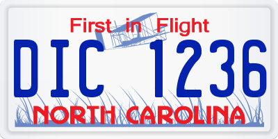 NC license plate DIC1236
