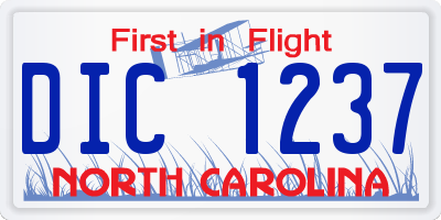 NC license plate DIC1237