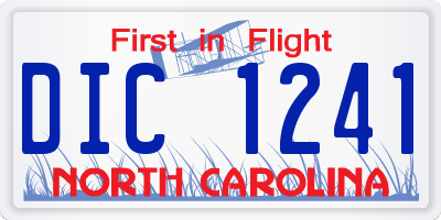 NC license plate DIC1241
