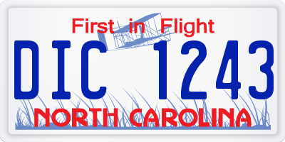NC license plate DIC1243