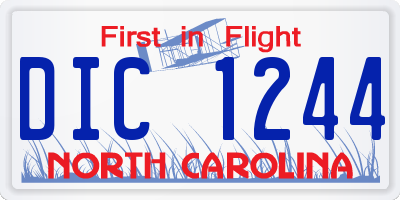 NC license plate DIC1244