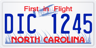 NC license plate DIC1245