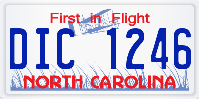 NC license plate DIC1246