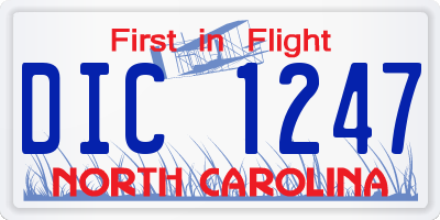NC license plate DIC1247