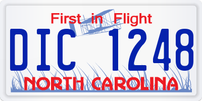 NC license plate DIC1248