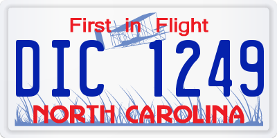 NC license plate DIC1249