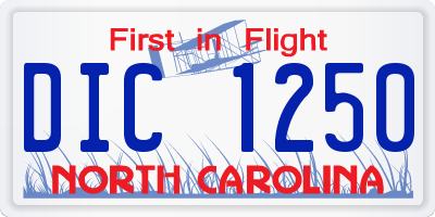 NC license plate DIC1250