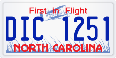 NC license plate DIC1251