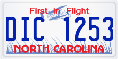 NC license plate DIC1253
