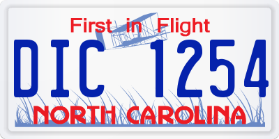 NC license plate DIC1254