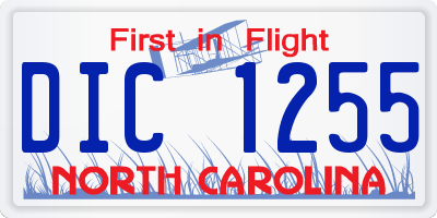NC license plate DIC1255