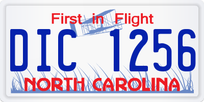 NC license plate DIC1256