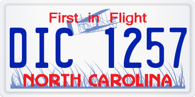 NC license plate DIC1257