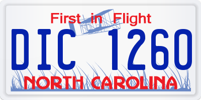 NC license plate DIC1260