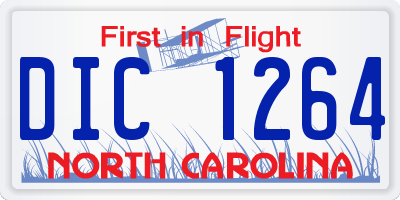 NC license plate DIC1264
