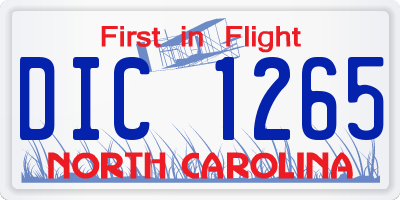 NC license plate DIC1265