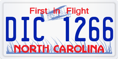 NC license plate DIC1266
