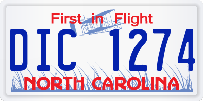 NC license plate DIC1274