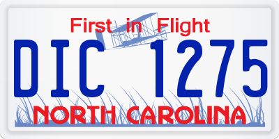 NC license plate DIC1275