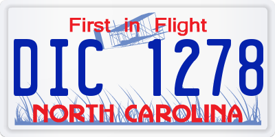 NC license plate DIC1278