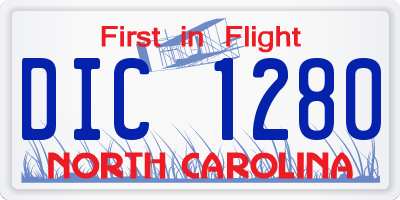 NC license plate DIC1280
